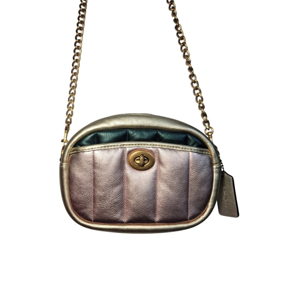 Coach Small Camera Bag with Colorblock Quilting Metallic